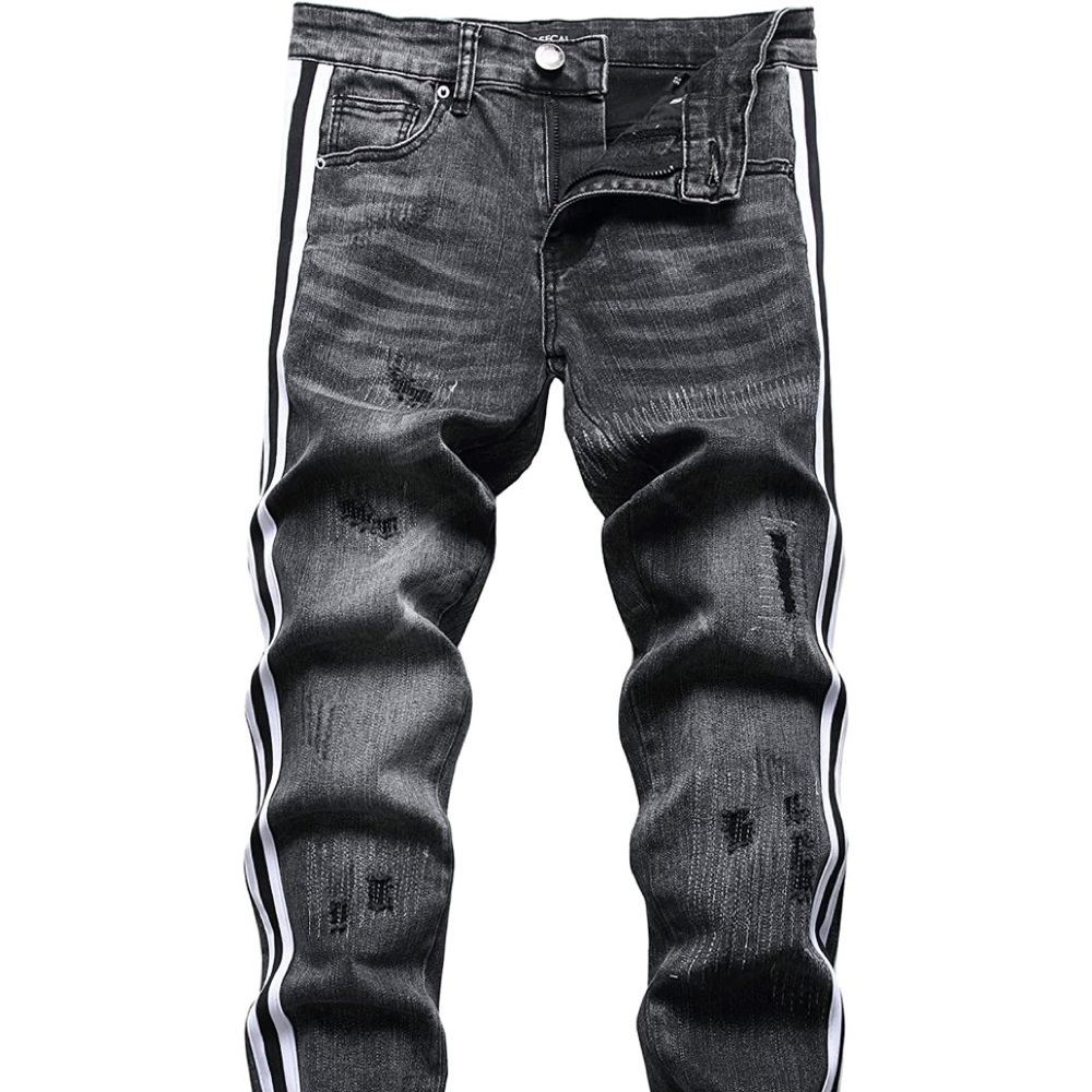 New Mens Ripped and Patched Skinny Jeans Multiple Sizes